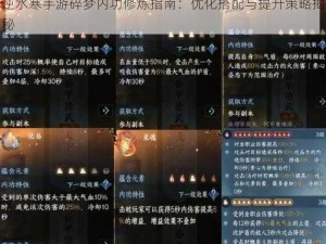 逆水寒手游碎梦内功修炼指南：优化搭配与提升策略揭秘