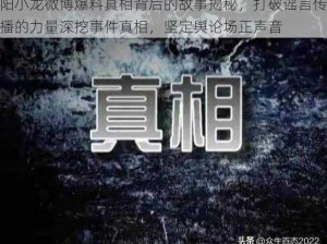 阳小龙微博爆料真相背后的故事揭秘，打破谣言传播的力量深挖事件真相，坚定舆论场正声音