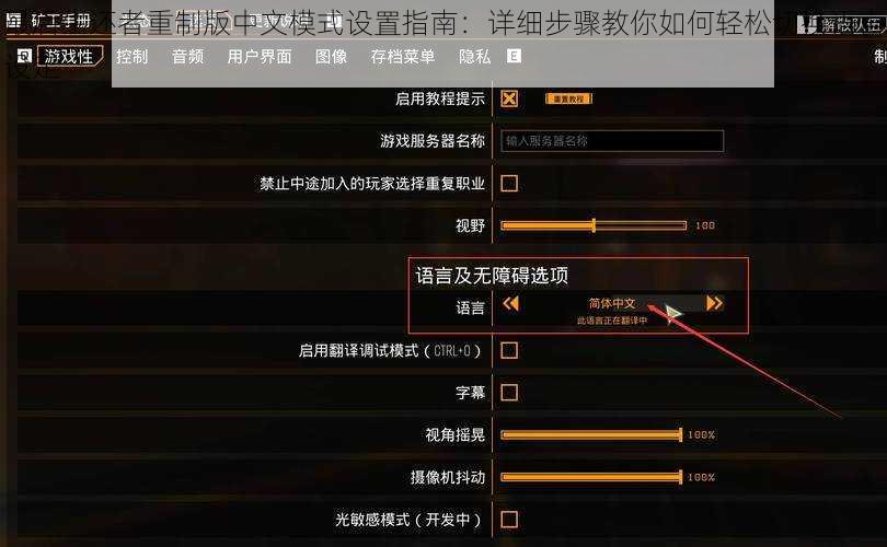 最后生还者重制版中文模式设置指南：详细步骤教你如何轻松切换语言设定