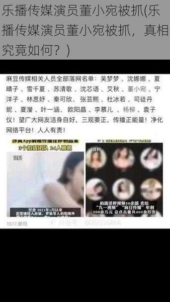 乐播传媒演员董小宛被抓(乐播传媒演员董小宛被抓，真相究竟如何？)