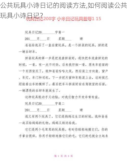 公共玩具小诗日记的阅读方法,如何阅读公共玩具小诗日记？