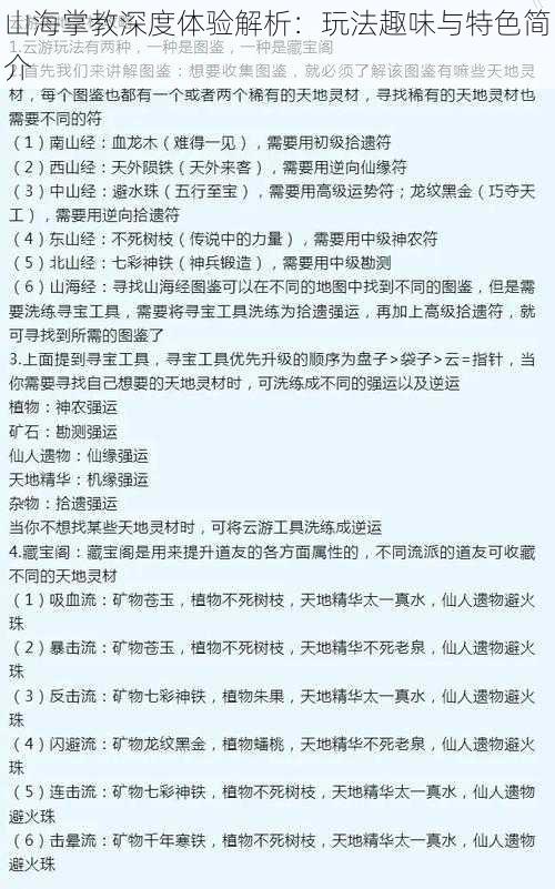 山海掌教深度体验解析：玩法趣味与特色简介