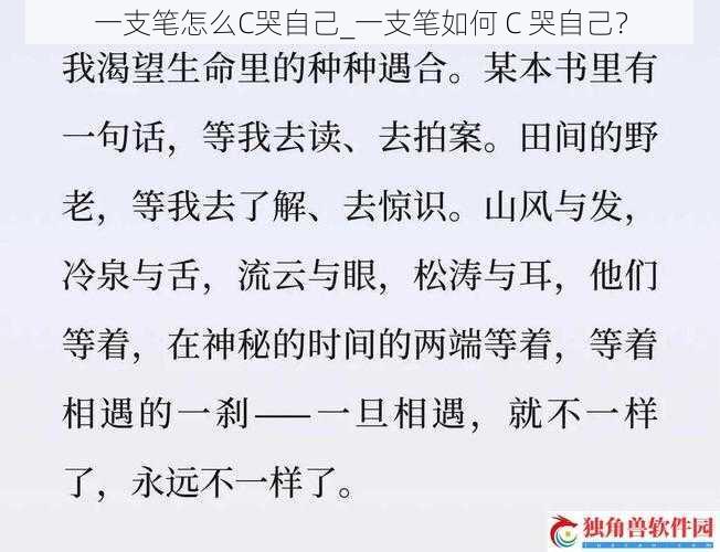 一支笔怎么C哭自己_一支笔如何 C 哭自己？