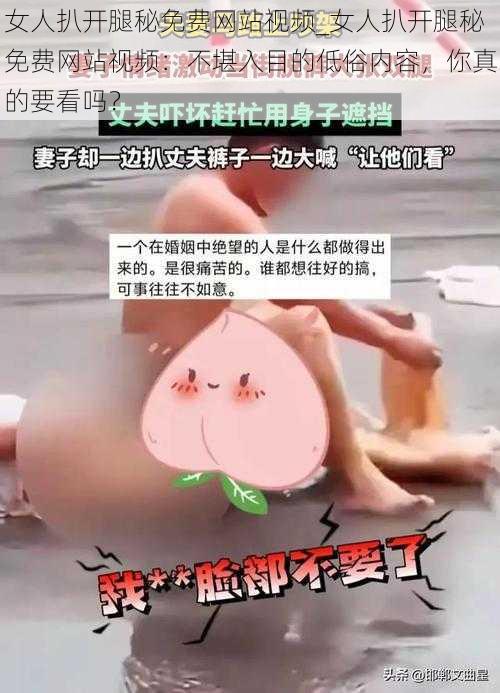 女人扒开腿秘免费网站视频_女人扒开腿秘免费网站视频：不堪入目的低俗内容，你真的要看吗？