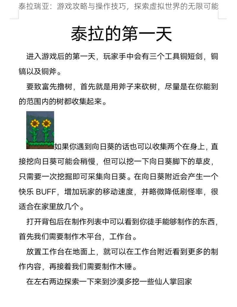 泰拉瑞亚：游戏攻略与操作技巧，探索虚拟世界的无限可能