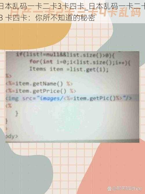 日本乱码一卡二卡3卡四卡_日本乱码一卡二卡 3 卡四卡：你所不知道的秘密