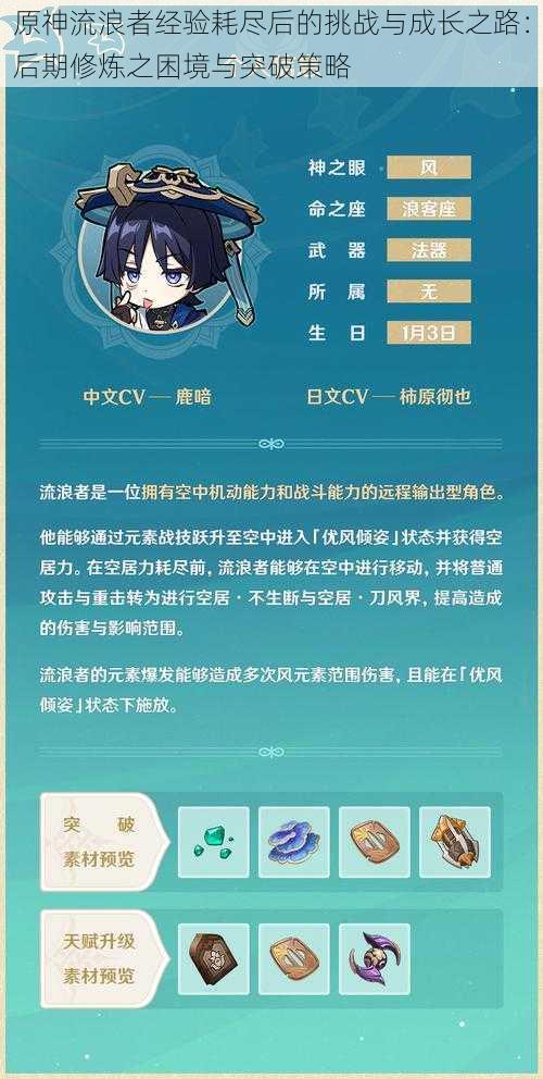 原神流浪者经验耗尽后的挑战与成长之路：后期修炼之困境与突破策略