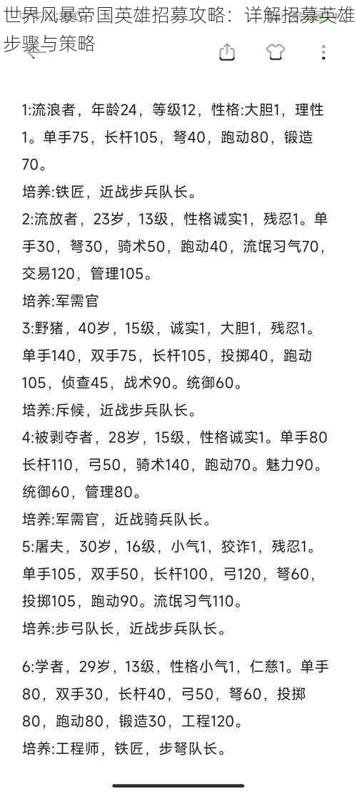 世界风暴帝国英雄招募攻略：详解招募英雄步骤与策略