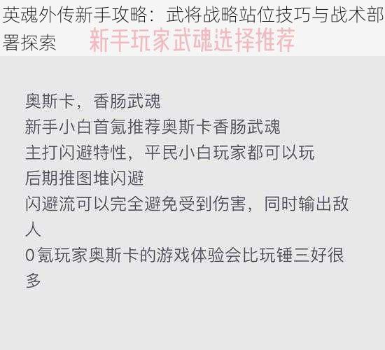 英魂外传新手攻略：武将战略站位技巧与战术部署探索