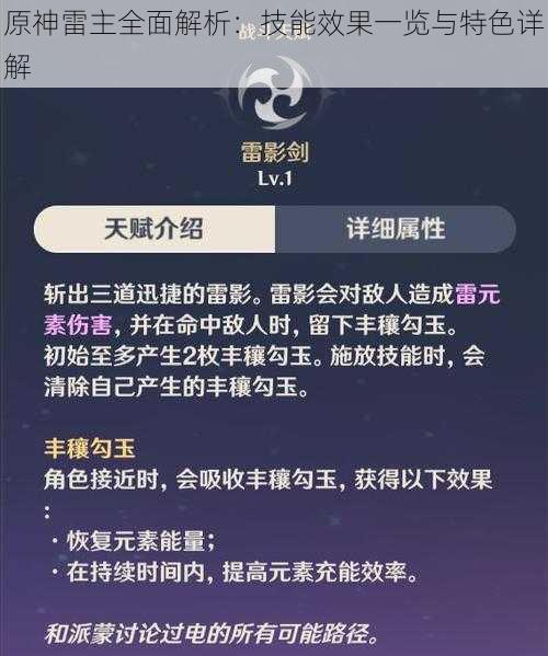 原神雷主全面解析：技能效果一览与特色详解